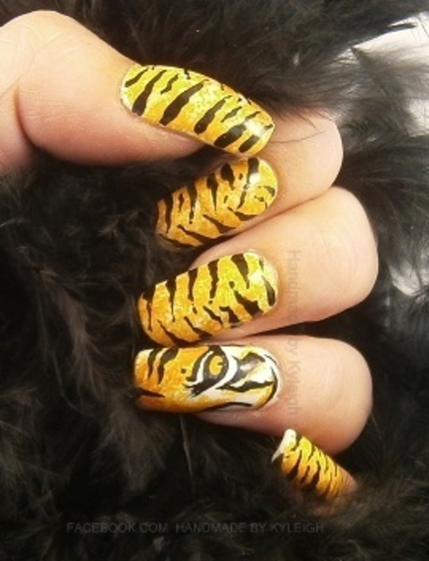 Tiger Eye nail art by Kyleigh 'Handmade By Kyleigh' Nailpolis Museum