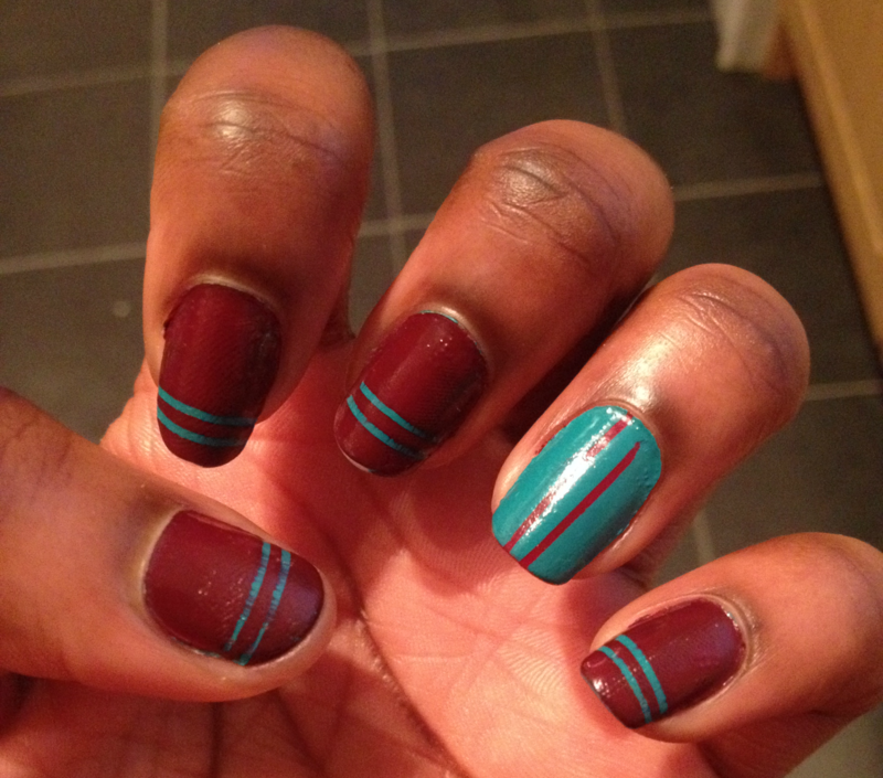 Simple striping tape nail art by August Art Nailpolis Museum of Nail Art