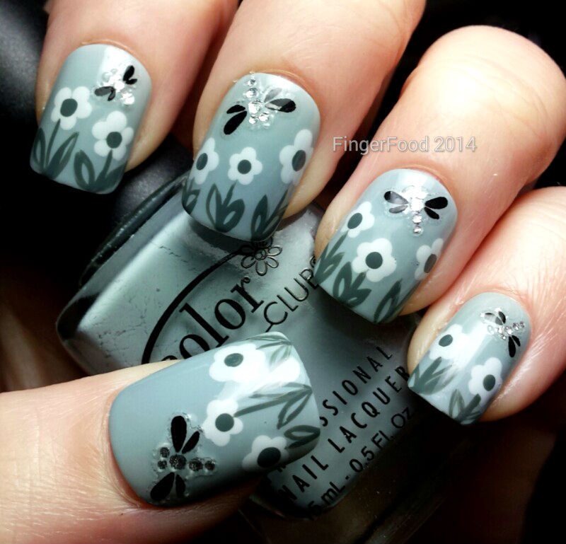 Grey English Summer nail art by Sam Nailpolis Museum of Nail Art