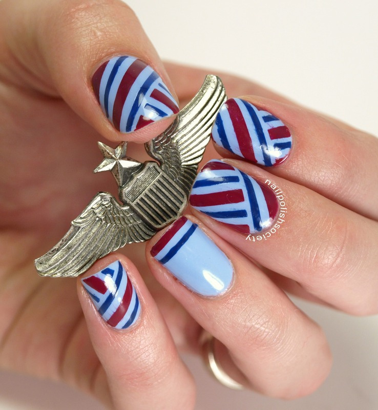 Retro Airline Stewardess nail art by Emiline Harris Nailpolis Museum of Nail Art