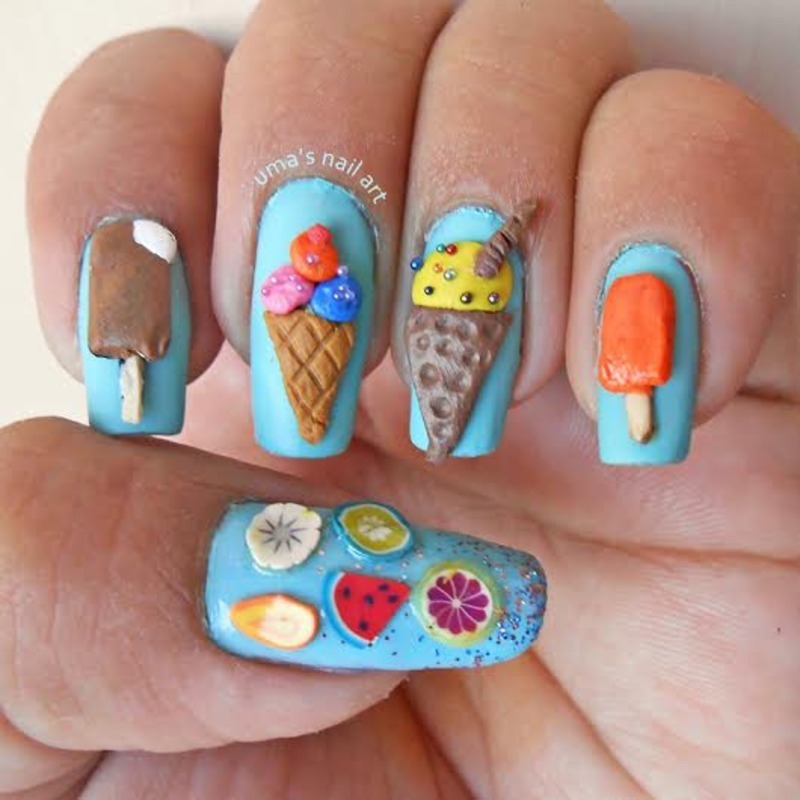 3D ice cream nail art nail art by Uma mathur - Nailpolis: Museum of