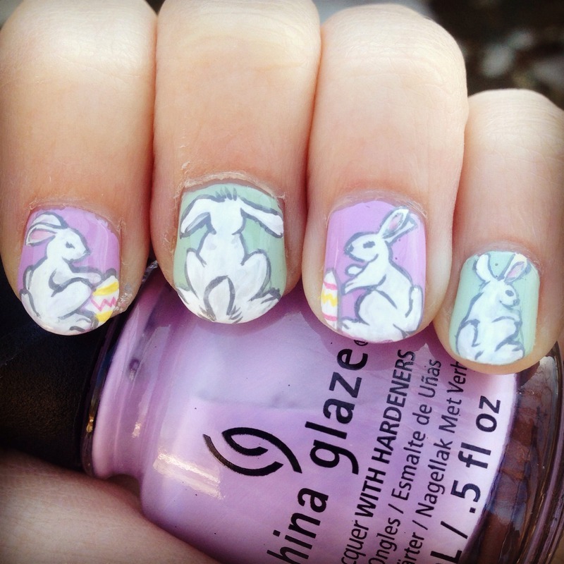 Easter Bunnies nail art by Niki My Oh My Nails Nailpolis Museum of