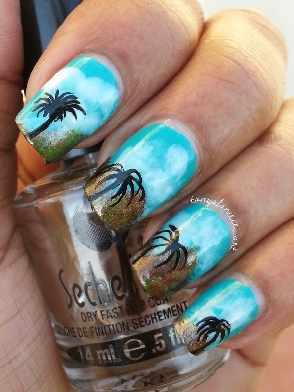 California Palm Tree Manicure nail art by Tonya Nailpolis Museum of