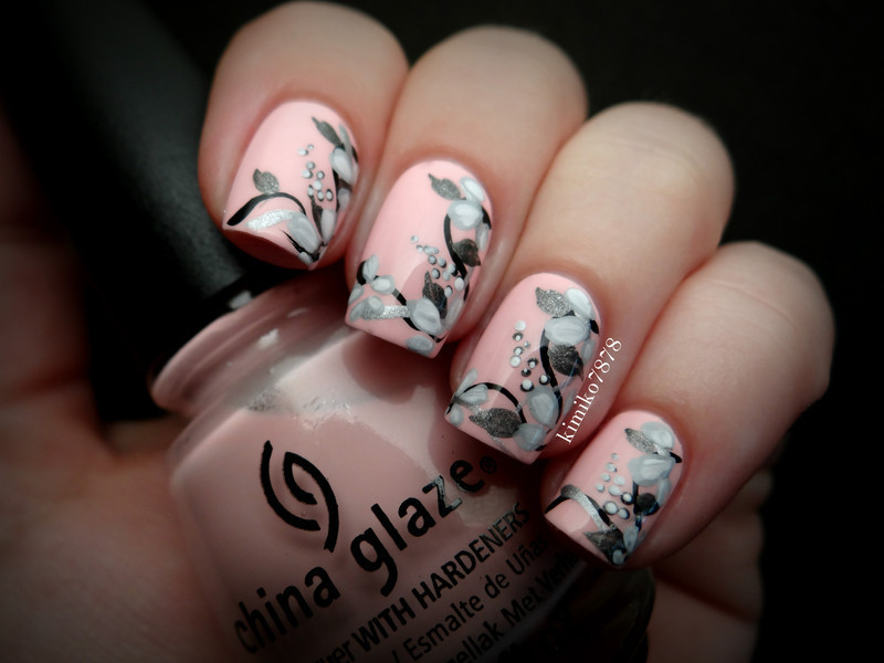 Peach Floral nail art by Kim Nailpolis Museum of Nail Art