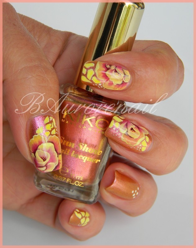 Rose one stroke "Samba Pink" nail art by BAurorenail Nailpolis