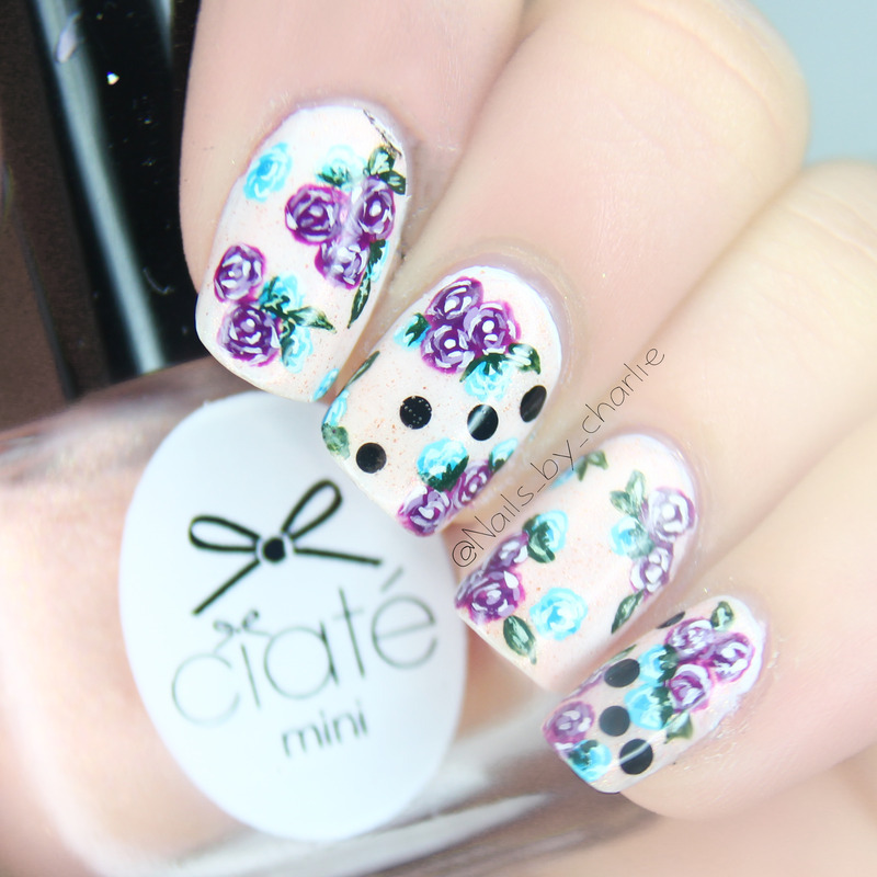 Delicate flowers nail art by Charlie Bourdeau Nailpolis Museum of
